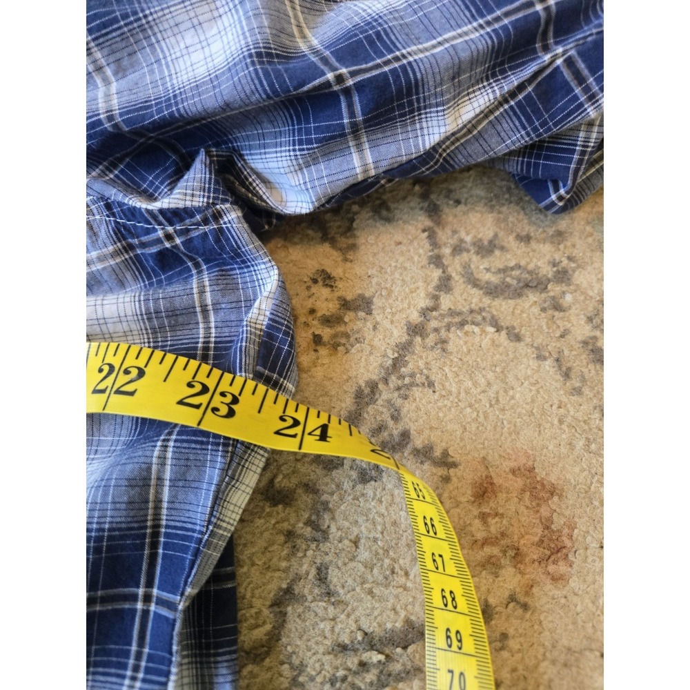 Wrangler‎ Retro Pearl Snap Mens Western Wear L Tall Blue Plaid - Picture 7 of 9